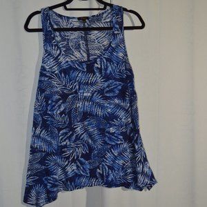 Blue Palm leaf Linen Tank